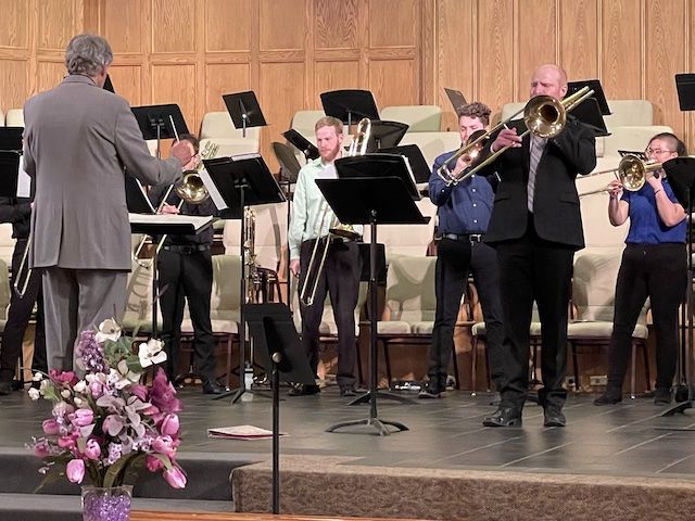 Mark Davidson with the UNC Trombone Choir