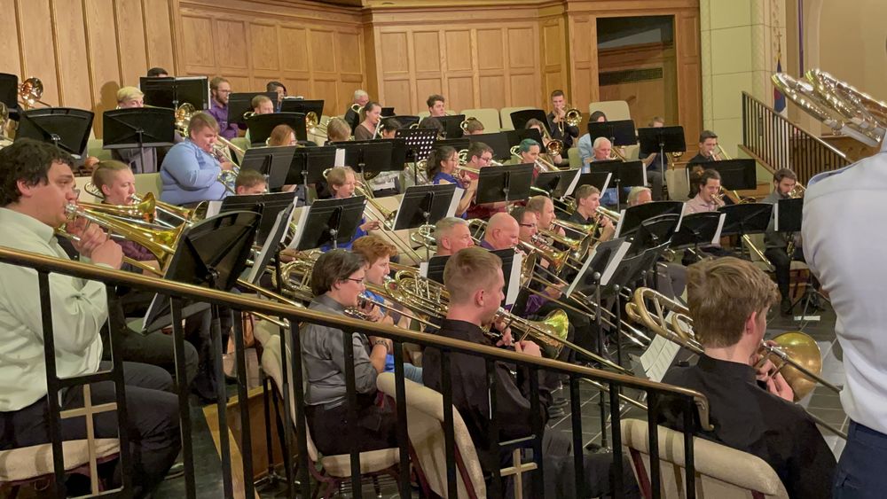 CTF 2022 trombone section rehearsing