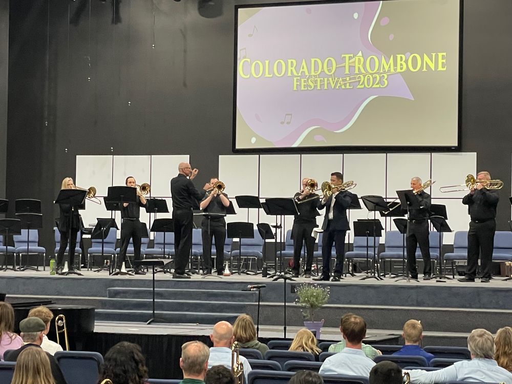 Trombone ensemble performing at CTF 2023